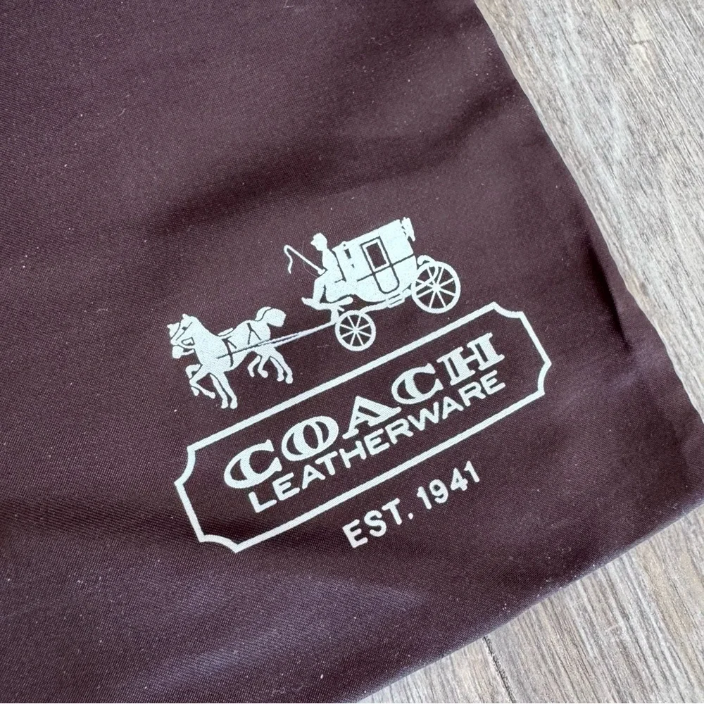 Coach Satin Chocolate Brown Medium Dust Bag with Cream Logo - 19.5” x 15.25”
